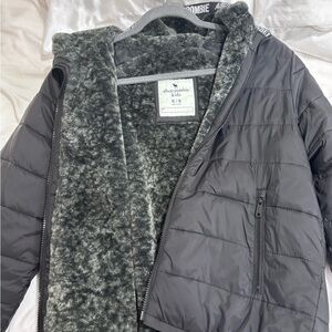 Abercrombie Kids Gray Faux Fur Jacket